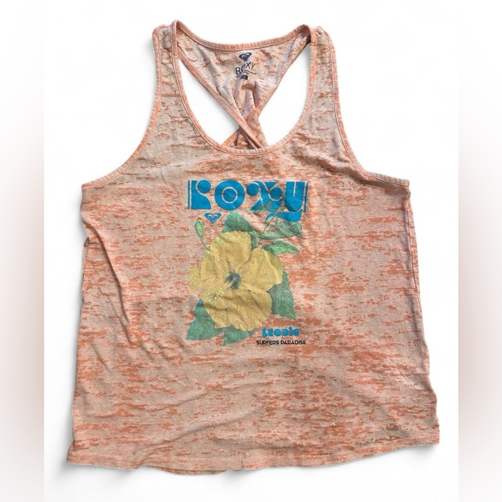 Roxy Peach Tank Top with Floral Design